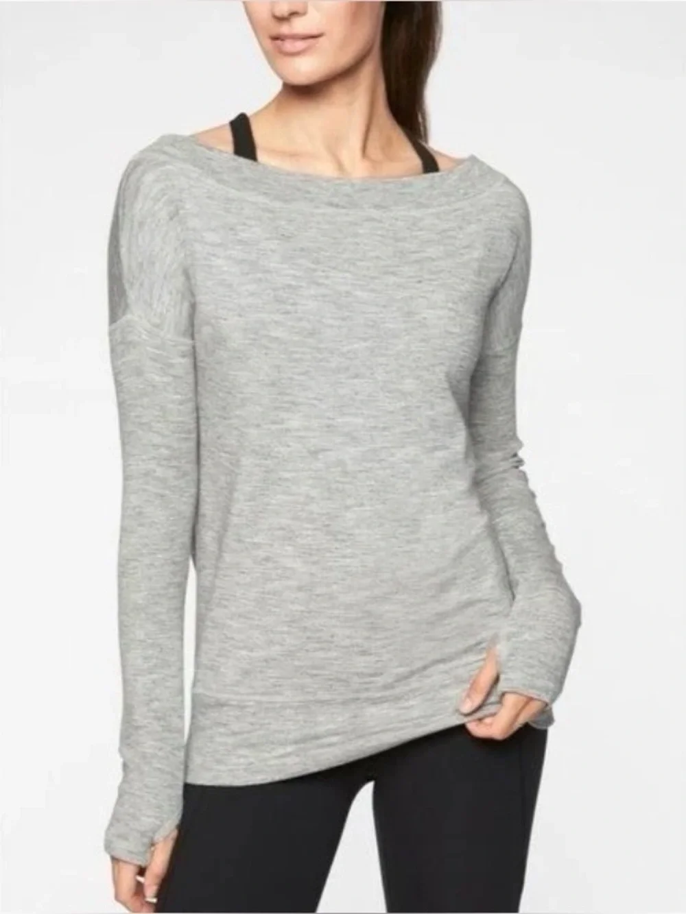 Athleta | Heather Grey/Gray Studio Barre Activewear Terry Sweatshirt Sz Large